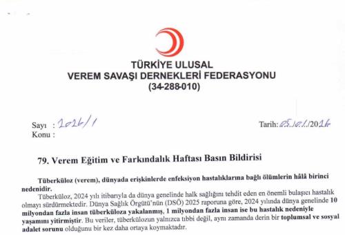 2026 Yılı 79. Verem Haftası Basın Bildirisi